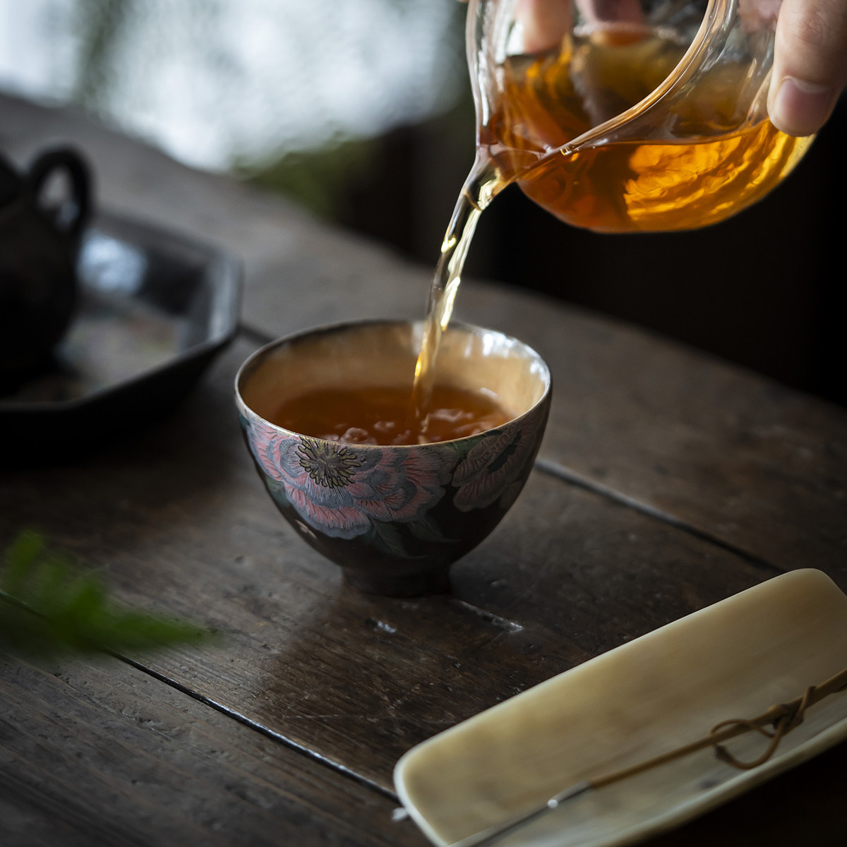 荼梦令志野烧牡丹花缂丝大号鸡心杯功夫茶具品茗杯单杯陶瓷主人杯