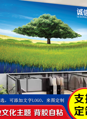 办公室背景墙装饰画贴纸自粘墙纸壁纸企业激励志墙面海报贴画壁画
