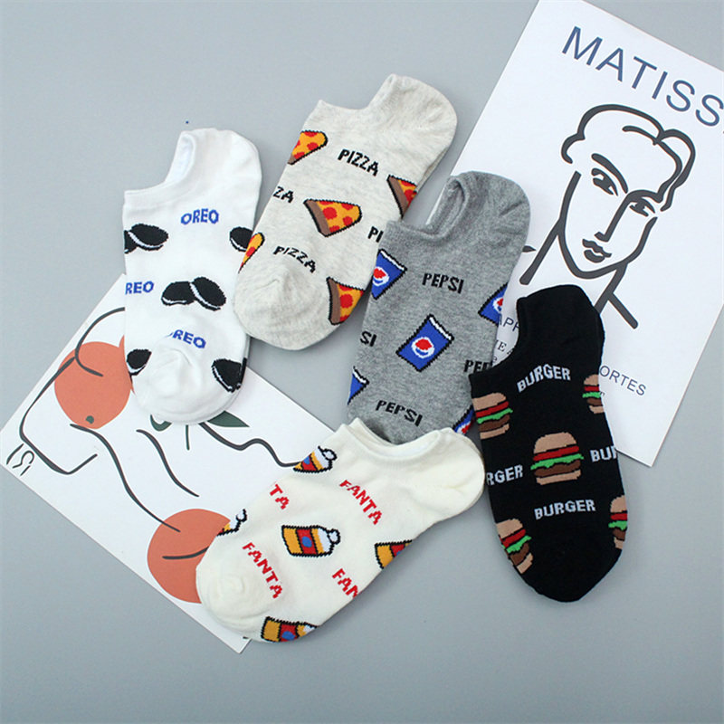 夏季袜子男士短袜ins潮低帮运动纯棉吸汗防臭卡通隐形船袜女夏天
