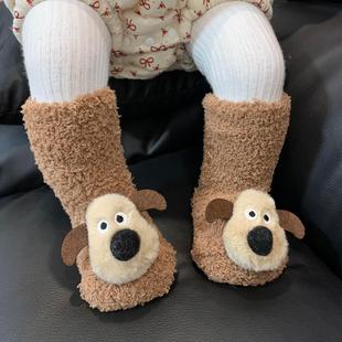 儿童冬季室内地板袜防滑隔凉加厚保暖睡眠袜宽松宝宝学步长筒袜子