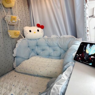 宿舍床头靠枕少女心花边防撞软包学生床上护腰靠枕单人床枕头