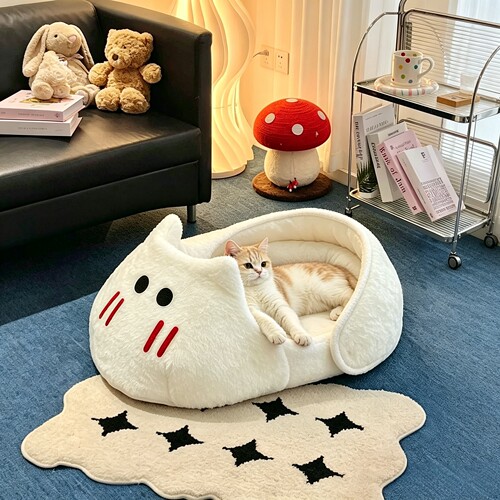冬季猫窝保暖半封闭珊瑚绒宠物窝