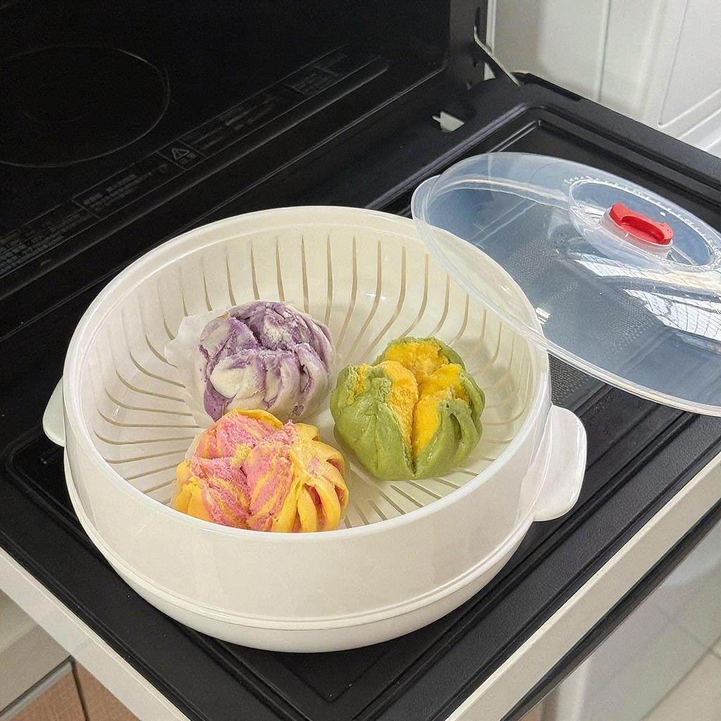 家用微波炉加热耐高温专用蒸笼食品级圆形带盖加热加厚蒸包子蒸盒,厨房/烹饪用具,蒸格/蒸片/蒸架,淘宝优惠券,粉丝福利购,淘宝优惠卷