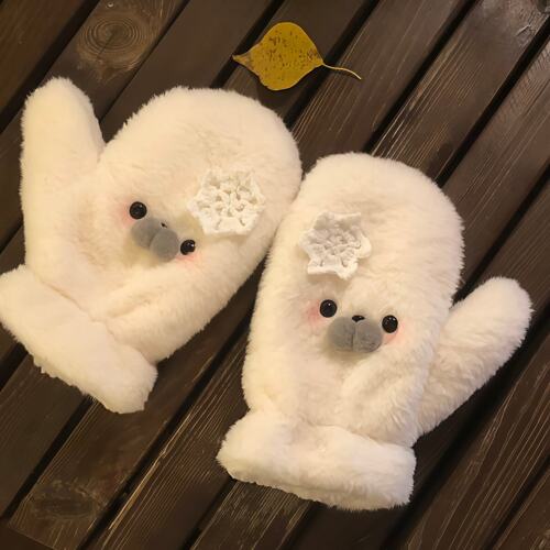 挂脖手套冬季女生保暖防寒神器