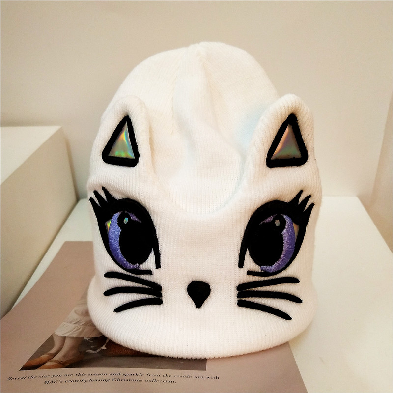 耳朵甜美猫咪针织帽日系百搭帽子