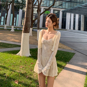 E7Q8 小众纯欲风气质短裙子 加吊带连衣裙女夏季 法式 气质蕾丝开衫