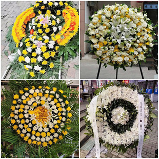晋中市灵石县介休市鲜花同城配送灵堂殡仪馆白事花圈祭奠丧事花蓝
