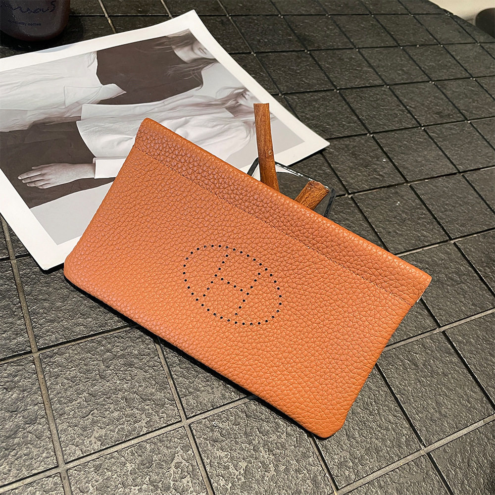 真皮长款钱夹手机包头层牛皮荔枝纹化妆包收纳包招财零钱包口红包