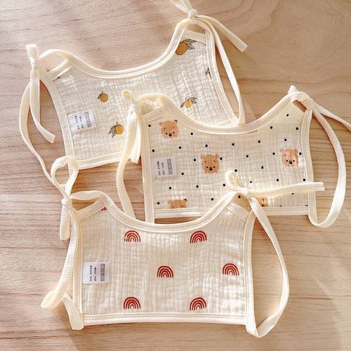 3条婴儿夏季口水巾围嘴纯棉纱布新生儿宝宝吃饭防吐奶绑带式围兜