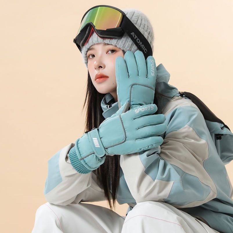 加厚保暖滑雪手套女冬天户外骑车加绒防风防寒防泼水防滑耐磨洋气
