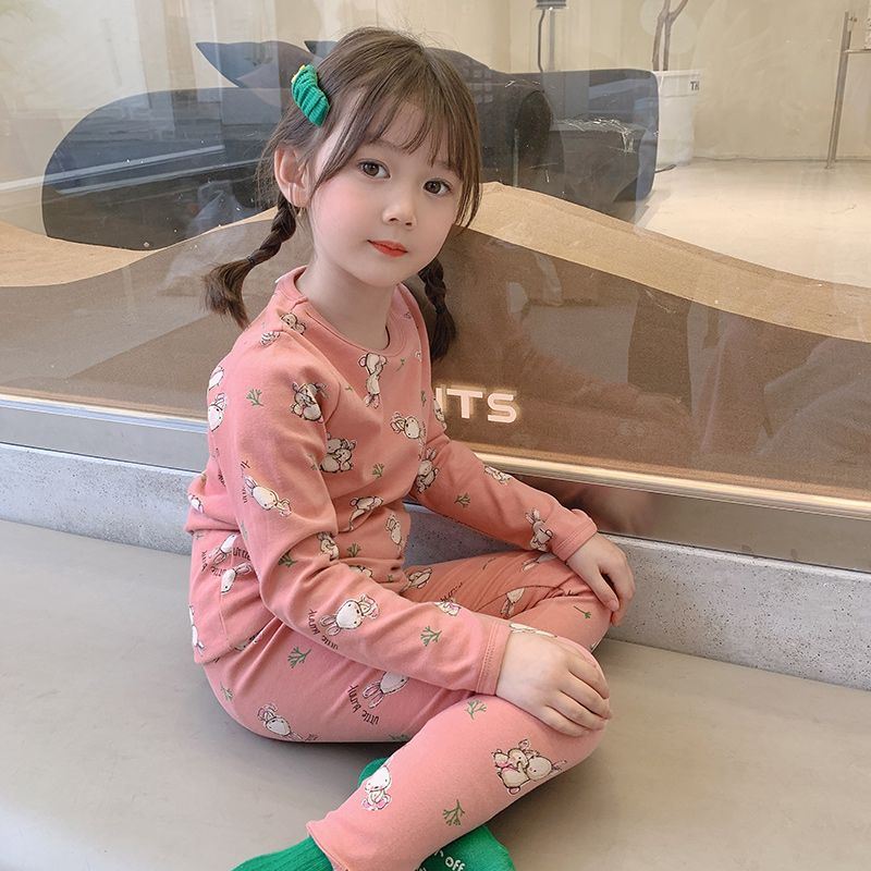 买一送一女童儿童德绒保暖内衣套装秋衣秋裤加绒加厚中大童睡衣女