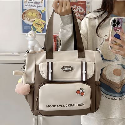 新款大容量单肩帆布包学生上课简约休闲少女斜挎包手提袋学生装书