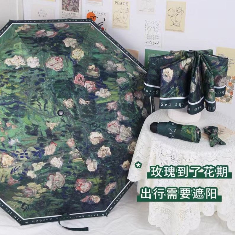 防晒花伞防紫外线加大防晒遮阳伞晴雨伞两用小巧便携太阳伞黑胶