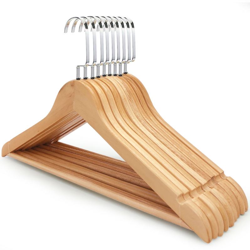 实木衣架子家用挂衣挂防滑木质酒店名宿木头衣撑子成人衣服挂