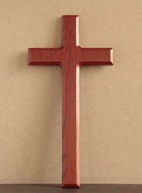 仿木纹十字架墙壁装饰品挂件客厅卧室工艺品墙挂