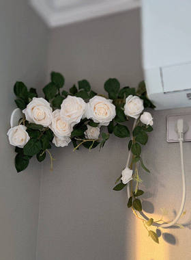 仿真高档玫瑰花藤假花藤条墙面拱门垂吊空调管道缠绕遮挡装饰藤蔓