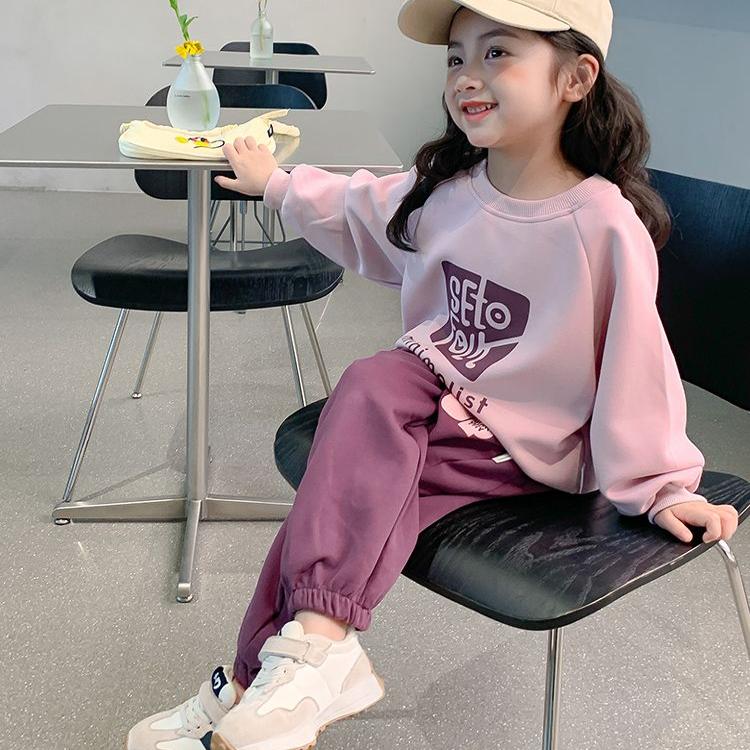 女童春季套装新款休闲儿圆领童装