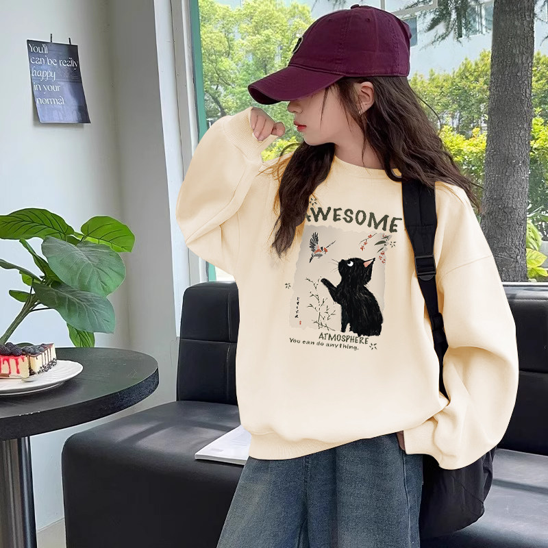女童卡通印花卫衣童装薄款上衣潮