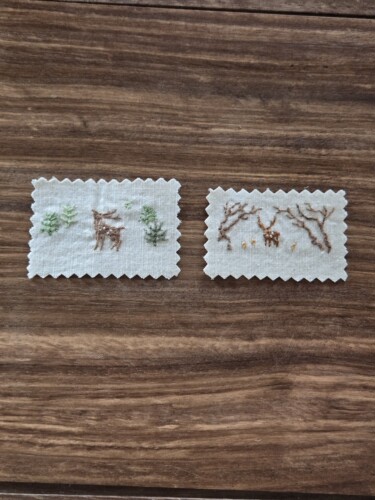 森系手绣布标林深见鹿