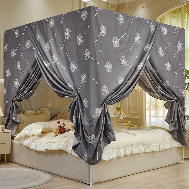 全棉三开门布蚊帐保暖床幔加厚床帘1.5米1.8m纹帐遮光布床帐挡风,床上用品,床幔,淘宝优惠券,粉丝福利购,淘宝优惠卷