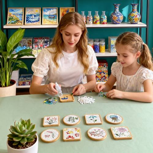 云母杯垫材料包学生像素拼图手工