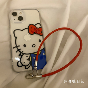 油桃日记猫咪透明立体蝴蝶结适用iPhone16proMax手机壳苹果13新款12防摔15全包14挂绳女