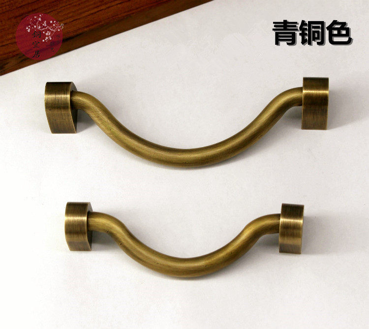 新中式纯铜拉手仿古简约复古抽屉把手阅梨红木铜配件
