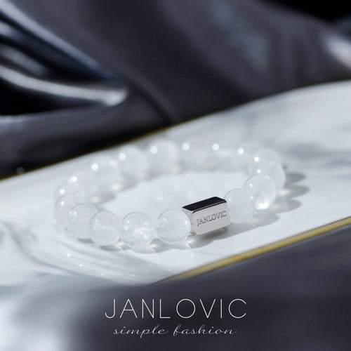ANLOVIC时尚新款百搭白色天然白幽灵水晶手链男女款情侣礼物饰品
