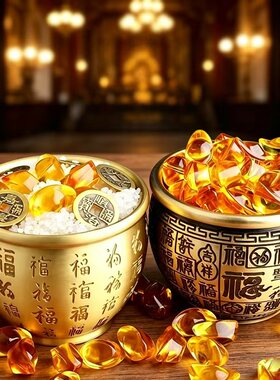 黄铜招财聚宝盆米缸摆件