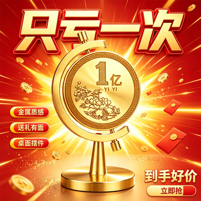 小目标黄铜摆件一个亿时来运转黄铜旋转我需要一个亿桌面转转摆件