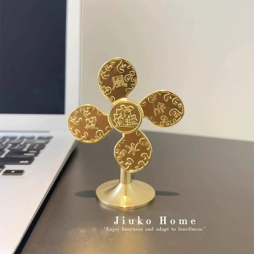 黄铜风生水起摆件招财装饰
