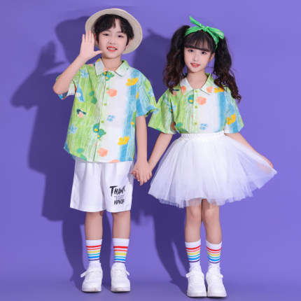 儿童合唱表演服装啦啦队幼儿园演出服多巴胺衬衫小学生毕业照班服