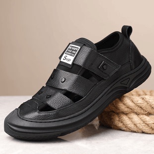 新款 透气洞洞鞋 男士 正品 户外凉鞋 百搭夏季 休闲包头沙滩鞋 折扣时尚