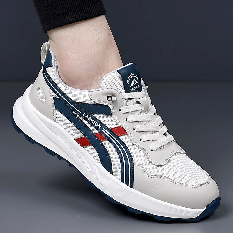 皮鞋男士2026春季新款新款透气网布户外运动休闲鞋轻便时尚德训鞋