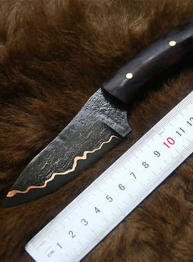 【刃物研究所】钢罐大马士革夹钢口袋刀小刀小布丁露营刀bc刀锋利