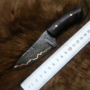 【刃物研究所】钢罐大马士革夹钢口袋刀小刀小布丁露营刀bc刀锋利