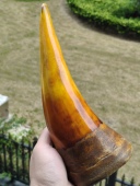 披毛犀高端原角黄角摆件竹丝纹鱼籽纹清晰可见收藏牛角送礼非犀