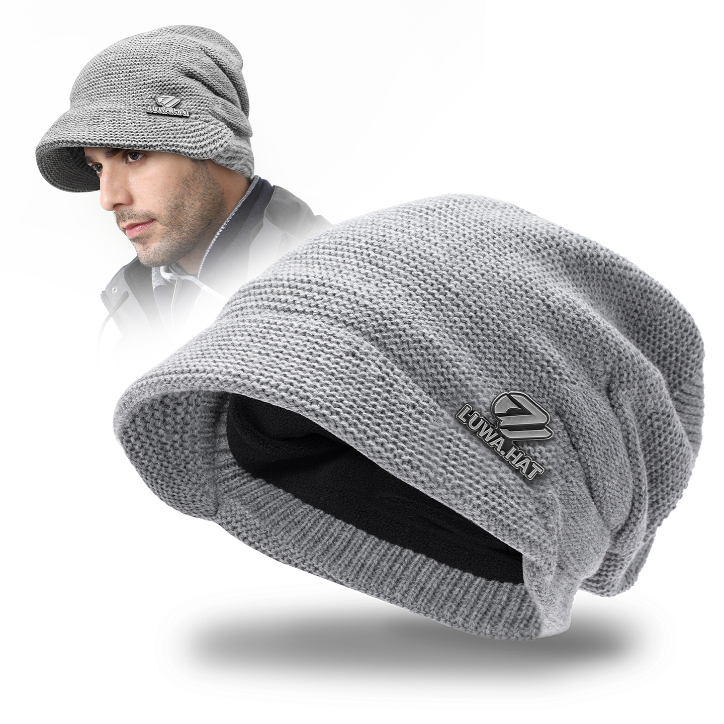 路瓦毛线帽冬季保暖护耳加绒针织