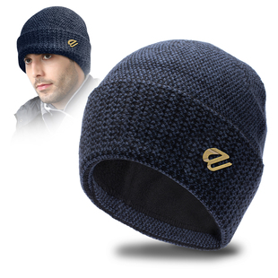 路瓦冬季羊毛帽子男中年户外保暖针织毛线帽护耳防寒加绒运动滑雪