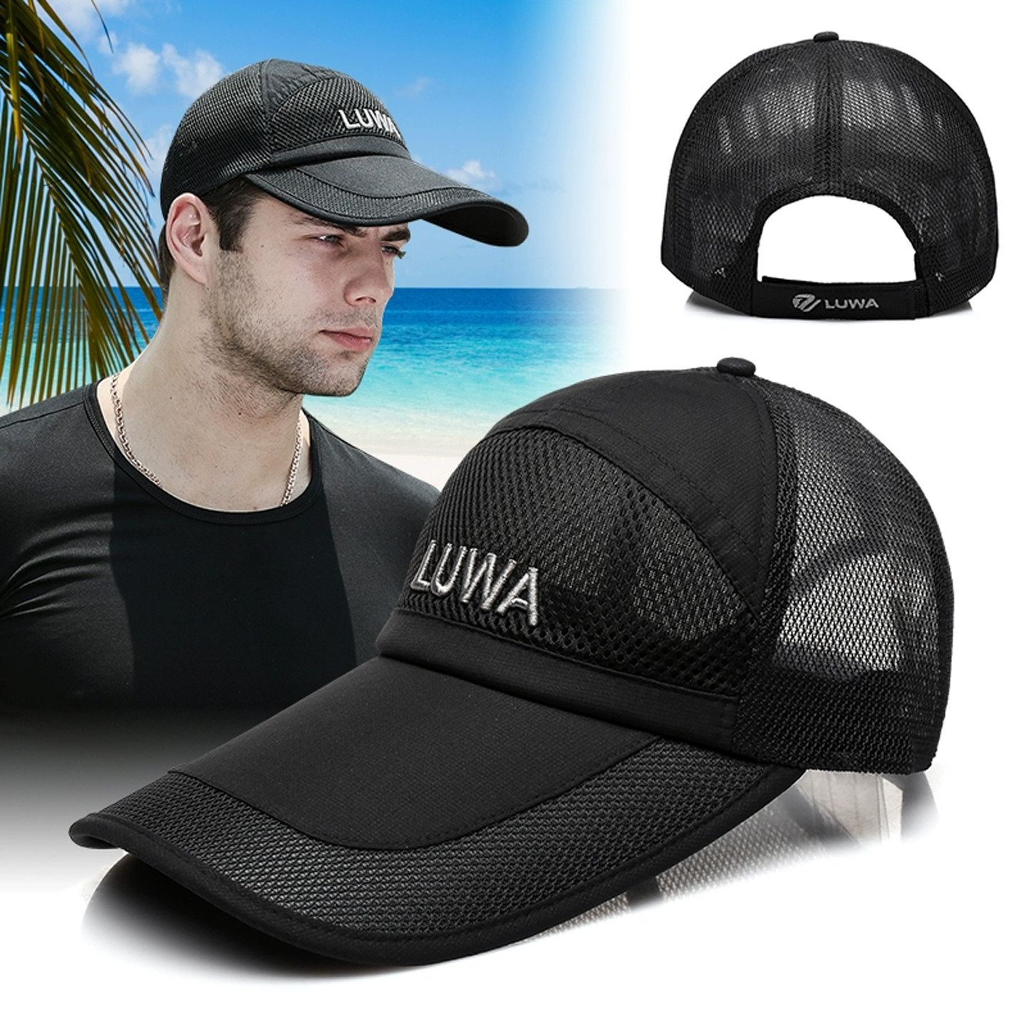 大头围棒球帽全网眼镂空男士帽子加大码夏天透气加长帽檐遮阳防晒