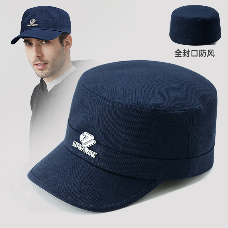 路瓦平顶帽男春秋弯檐全封口小头