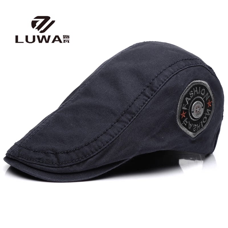 路瓦春秋季百搭休闲贝雷帽子男士出游旅行中年韩版棉质复古鸭舌帽
