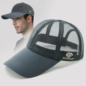 路瓦帽子男夏季遮阳防晒加大码棒球帽户外运动跑步全网眼透气镂空