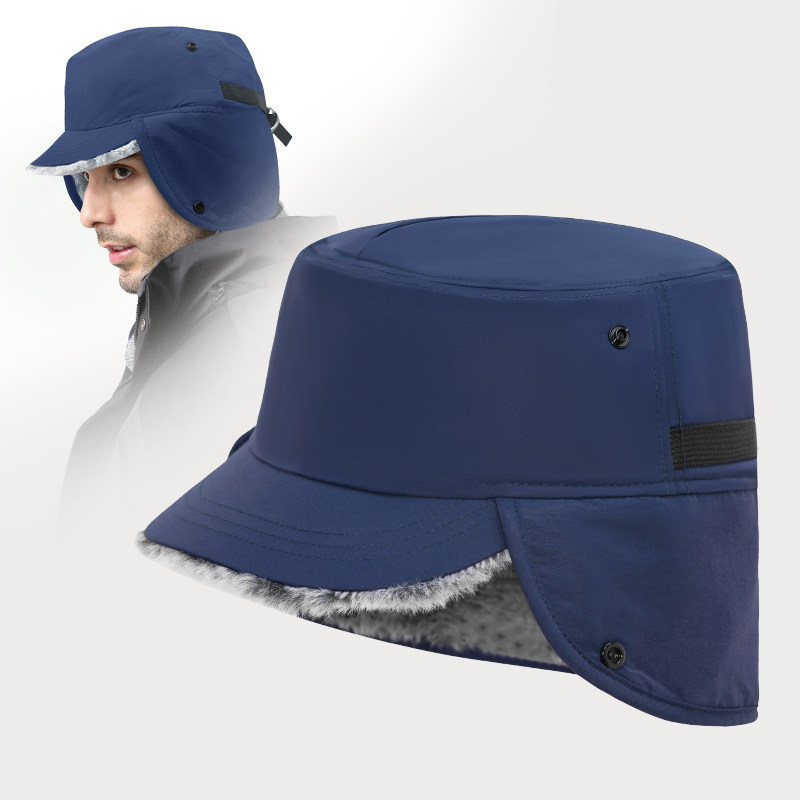 帽子男冬季保暖防风雷锋帽东北防寒兔毛绒加厚防水平顶帽护耳护脖