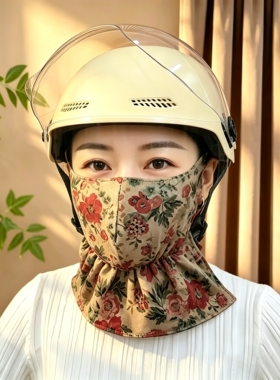 新款国风保暖口罩女秋冬季德绒加厚透气骑车防风防寒户外护脸面罩