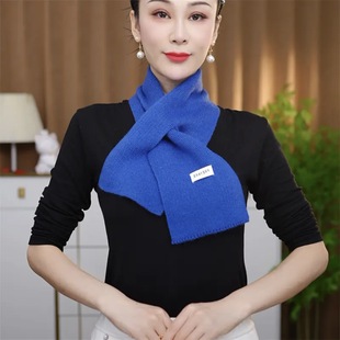 秋冬交叉小围巾针织短款围领纯色男女通用保暖护颈围脖送礼物男女