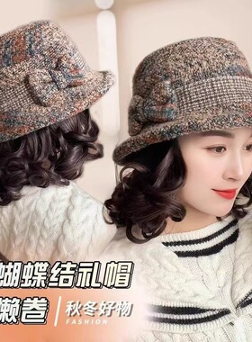 秋冬新款中老年短卷发保暖帽
