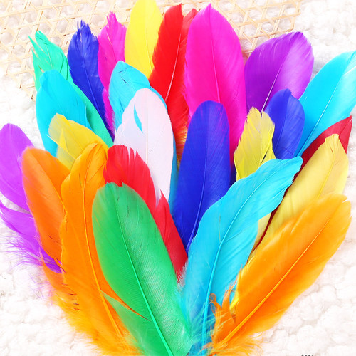 幼儿园手工彩色羽毛diy装饰品