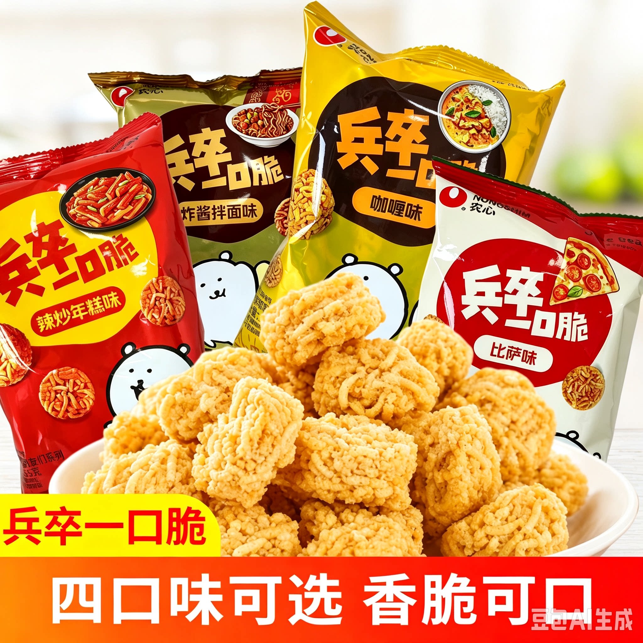 农心一口脆55g装新品拉面丸子薯片
