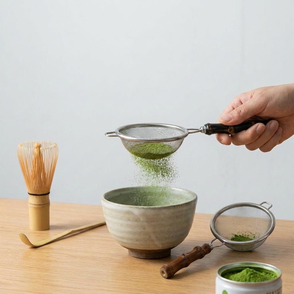 日式竹根茶漏筛子抹茶茶道配件竹柄茶粉过滤网筛茶具点茶粉过滤器